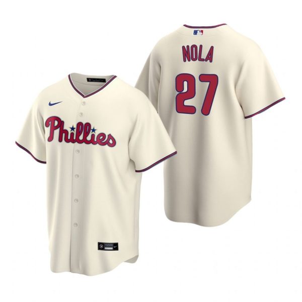 Personalized Men’s #27 Aaron Nola Philadelphia Phillies Cool Base Jersey Cream