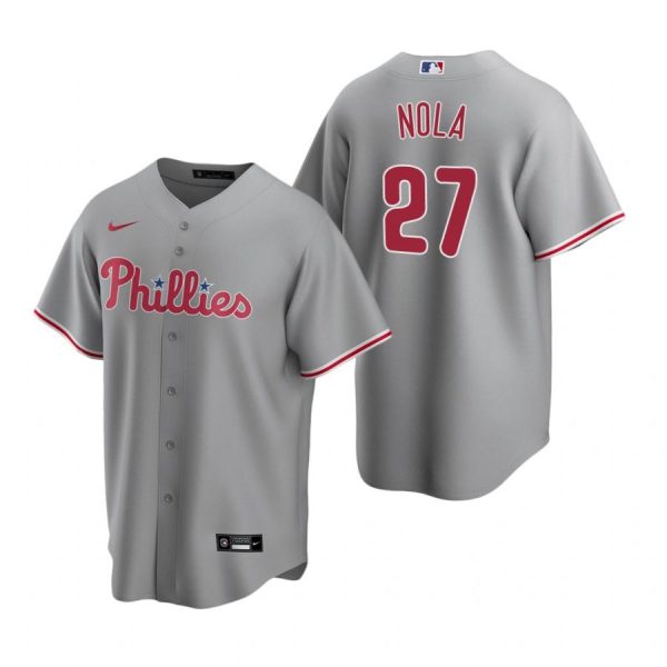 Personalized Men’s #27 Aaron Nola Philadelphia Phillies Cool Base Jersey Gray