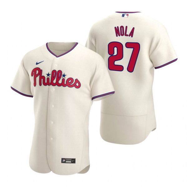 Personalized Men’s #27 Aaron Nola Philadelphia Phillies Flex Base Jersey Cream