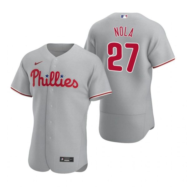 Personalized Men’s #27 Aaron Nola Philadelphia Phillies Flex Base Jersey Gray