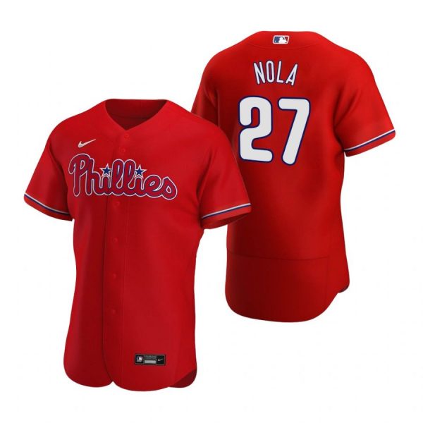 Personalized Men’s #27 Aaron Nola Philadelphia Phillies Flex Base Jersey Red