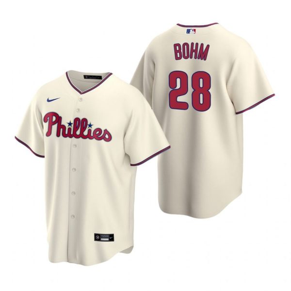 Personalized Men’s #28 Alec Bohm Philadelphia Phillies Cool Base Jersey Cream
