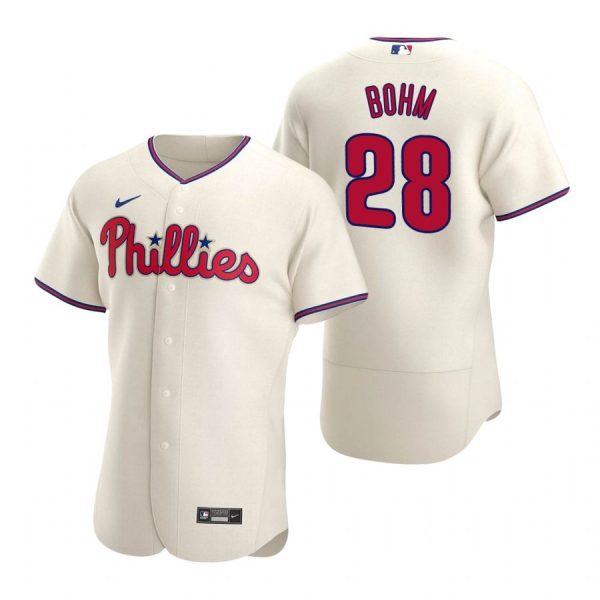 Personalized Men’s #28 Alec Bohm Philadelphia Phillies Flex Base Jersey Cream