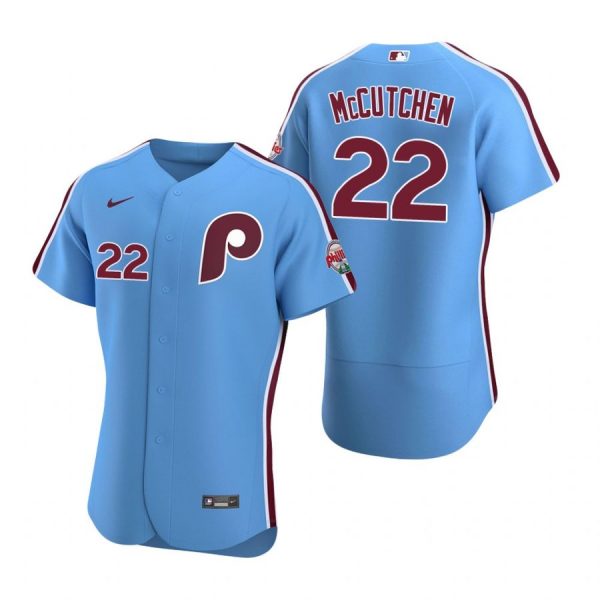 Personalized Men’s #22 Andrew Mccutchen Philadelphia Phillies Flex Base Jersey Light Blue