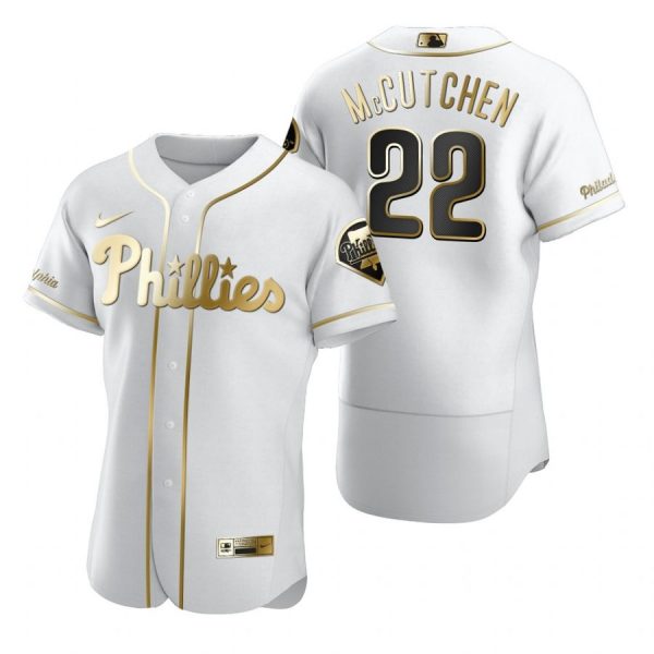 Personalized Men’s #22 Andrew Mccutchen Philadelphia Phillies Flex Base Jersey White Golden
