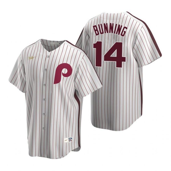 Personalized Men’s #14 Jim Bunning Philadelphia Phillies Cool Base Jersey White Cooperstown