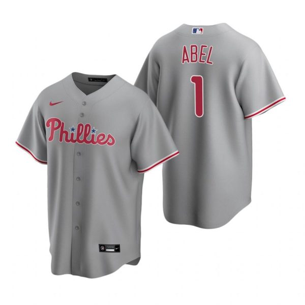 Personalized Men’s #1 Mick Abel Philadelphia Phillies Cool Base Jersey Gray
