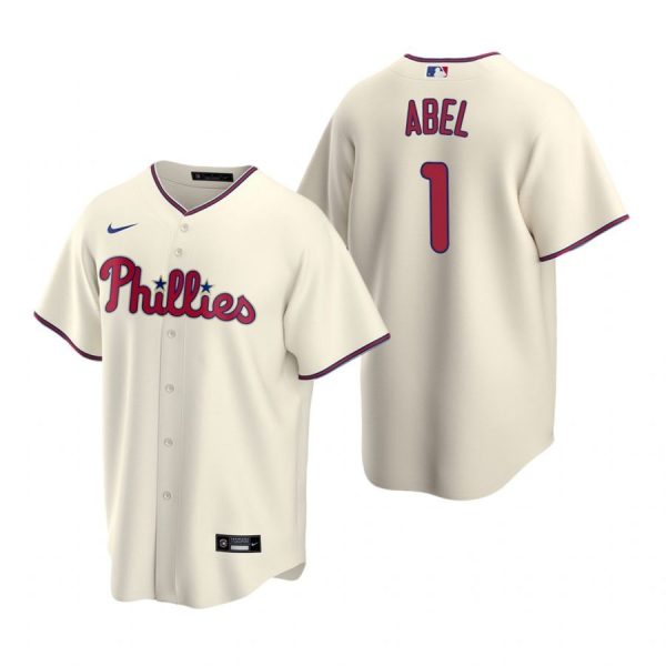 Personalized Men’s #1 Mick Abel Philadelphia Phillies Cool Base Jersey Cream