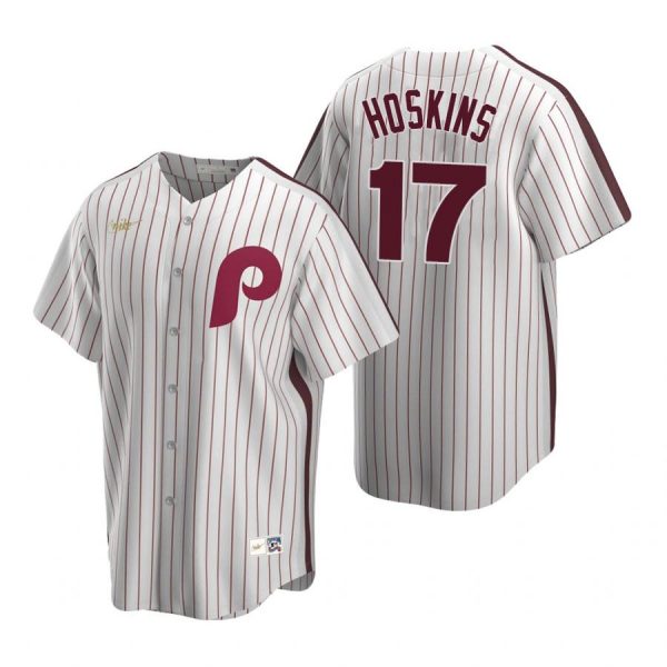 Personalized Men’s #17 Rhys Hoskins Philadelphia Phillies Cool Base Jersey White Cooperstown