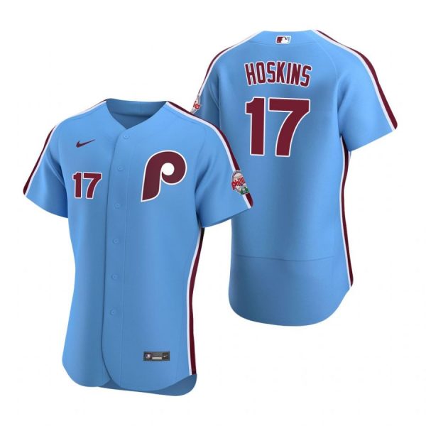 Personalized Men’s #17 Rhys Hoskins Philadelphia Phillies Flex Base Jersey Light Blue
