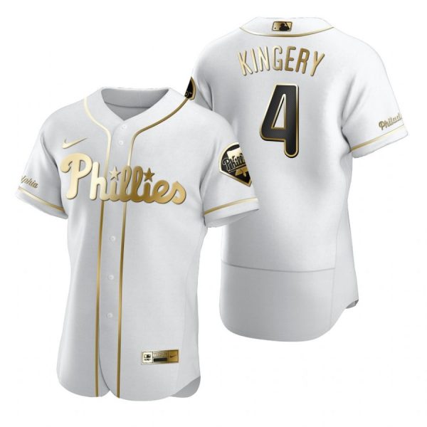 Personalized Men’s #4 Scott Kingery Philadelphia Phillies Flex Base Jersey White Golden