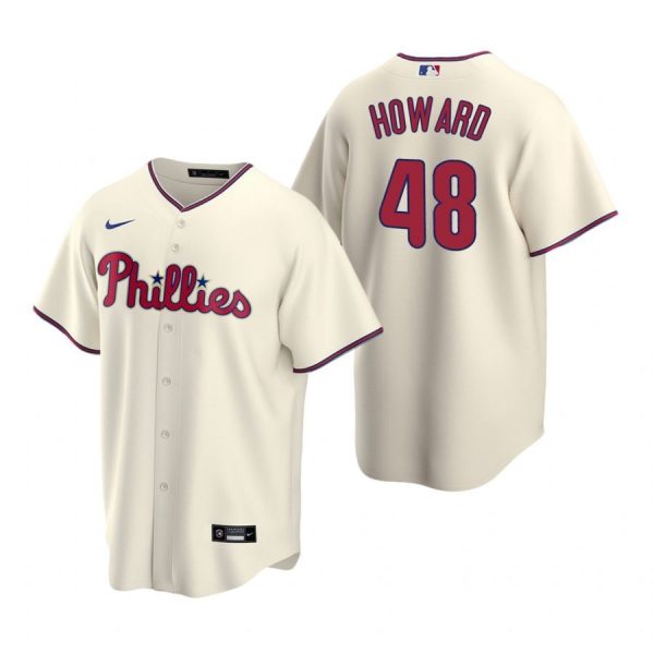 Personalized Men’s #48 Spencer Howard Philadelphia Phillies Cool Base Jersey Cream