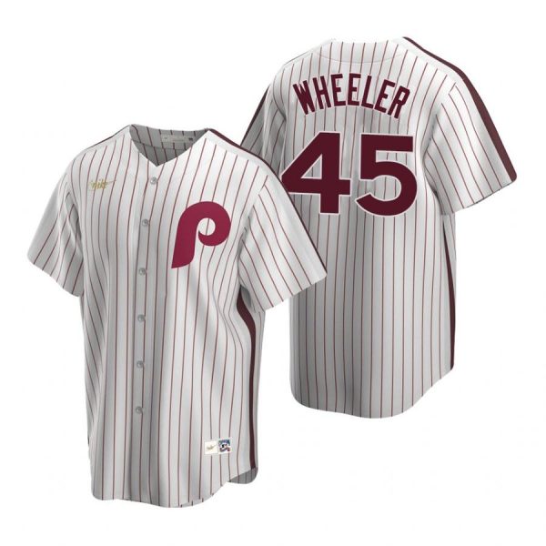 Personalized Men’s #45 Zack Wheeler Philadelphia Phillies Cool Base Jersey White Cooperstown