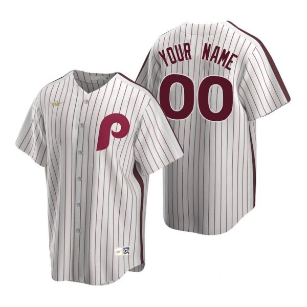 Personalized Men’s Philadelphia Phillies Cool Base Jersey White Cooperstown