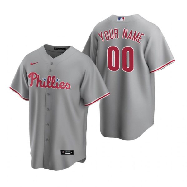 Personalized Men’s Philadelphia Phillies Cool Base Jersey Gray