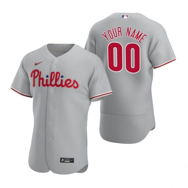 Personalized Men’s Philadelphia Phillies Flex Base Jersey Gray
