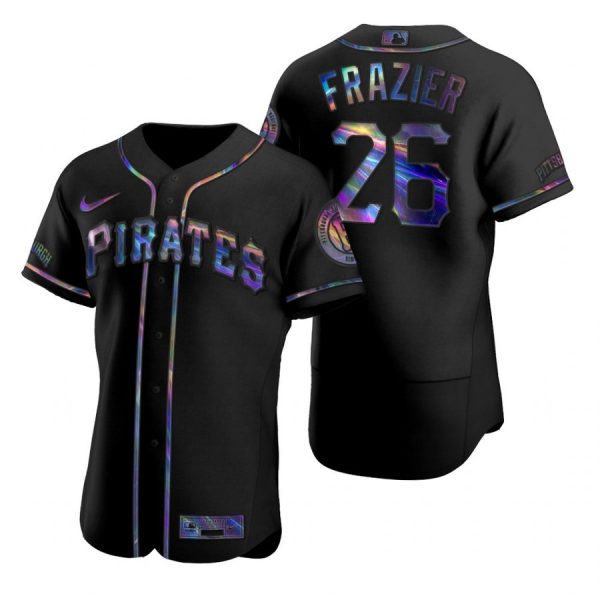 Personalized Men’s #26 Adam Frazier Pittsburgh Pirates Black Holographic Jersey Black Holographic