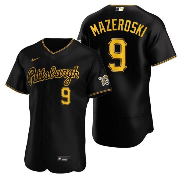Personalized Men’s #9 Bill Mazeroski Pittsburgh Pirates Flex Base Jersey Black