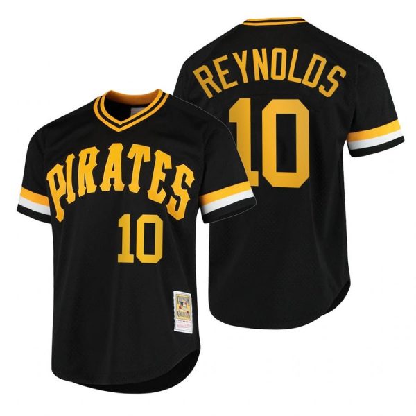 Personalized Men’s #10 Bryan Reynolds Pittsburgh Pirates Cool Base Jersey Black Throwback