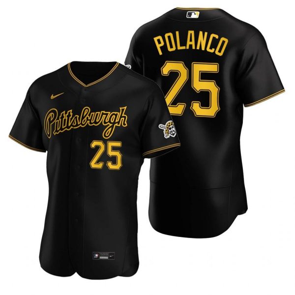 Personalized Men’s #25 Gregory Polanco Pittsburgh Pirates Flex Base Jersey Black