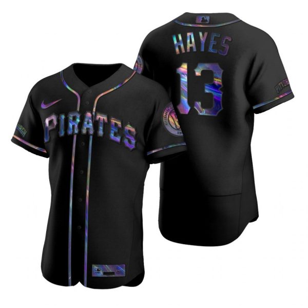 Personalized Men’s Ke’Bryan Hayes Pittsburgh Pirates Black Holographic Jersey Black Holographic