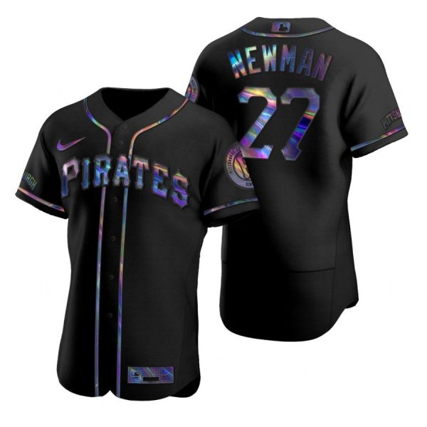 Personalized Men’s #27 Kevin Newman Pittsburgh Pirates Flex Base Jersey Black Holographic