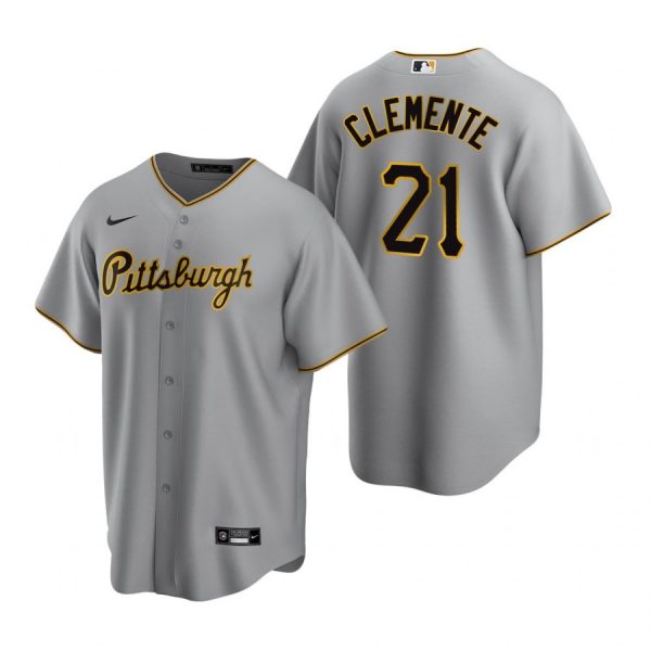 Personalized Men’s #21 Roberto Clemente Pittsburgh Pirates Cool Base Jersey Gray