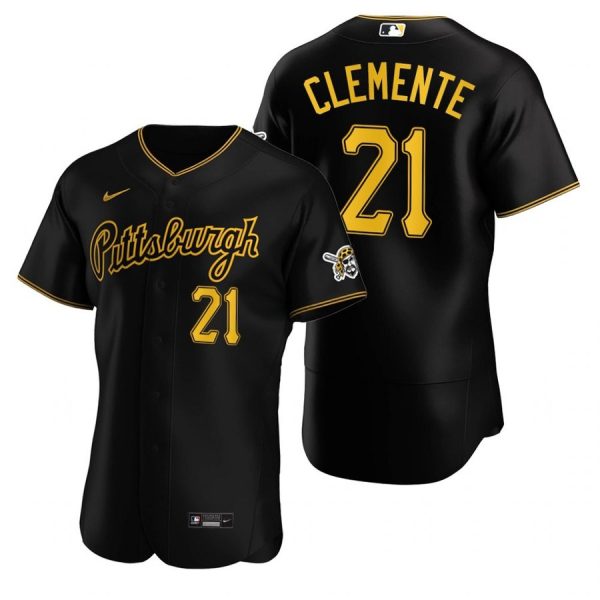 Personalized Men’s #21 Roberto Clemente Pittsburgh Pirates Flex Base Jersey Black