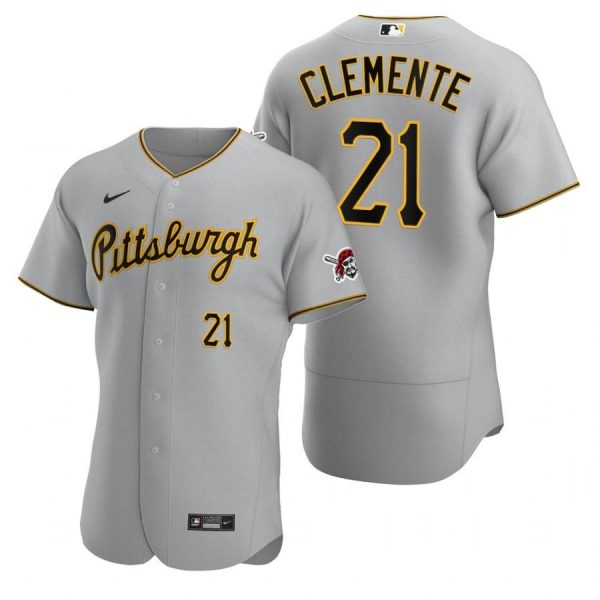 Personalized Men’s #21 Roberto Clemente Pittsburgh Pirates Flex Base Jersey Gray