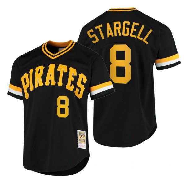 Personalized Men’s #8 Willie Stargell Pittsburgh Pirates Cool Base Jersey Black Throwback