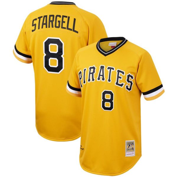 Personalized Men’s #8 Willie Stargell Pittsburgh Pirates Cool Base Jersey Gold Throwback