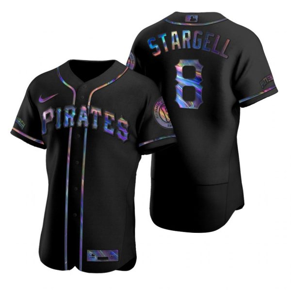 Personalized Men’s #8 Willie Stargell Pittsburgh Pirates Flex Base Jersey Black Holographic