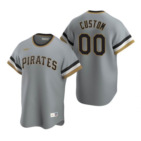 Personalized Men’s Pittsburgh Pirates Cool Base Jersey Gray Cooperstown