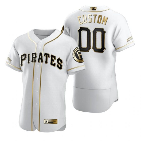 Personalized Men’s Pittsburgh Pirates Flex Base Jersey White Golden