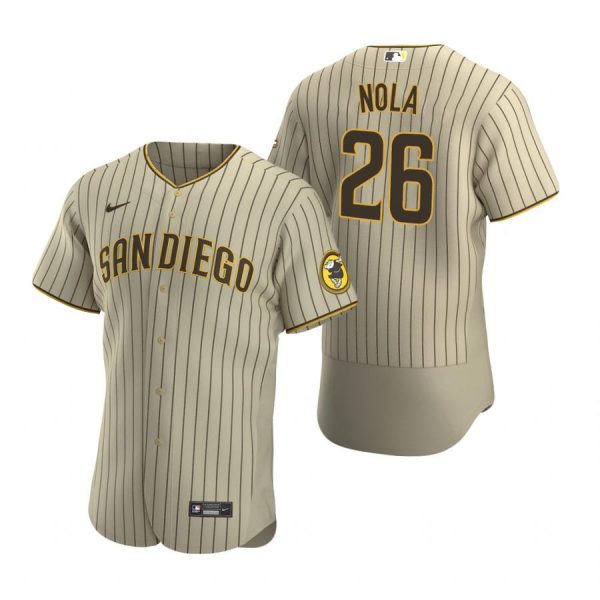 Personalized Men’s #26 Austin Nola San Diego Padres Flex Base Jersey Tan Brown