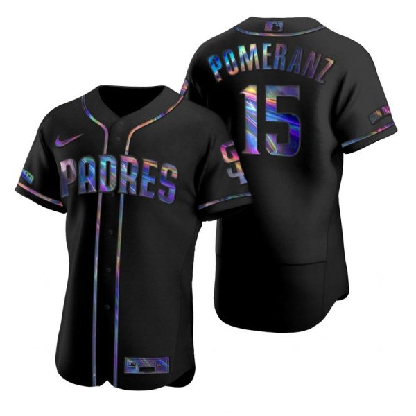 Personalized Men’s #15 Drew Pomeranz San Diego Padres Black Holographic Jersey Black Holographic