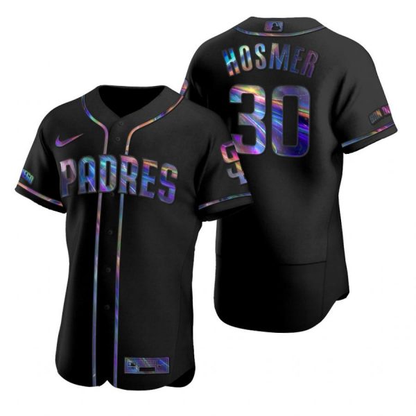 Personalized Men’s #30 Eric Hosmer San Diego Padres Flex Base Jersey Black Holographic