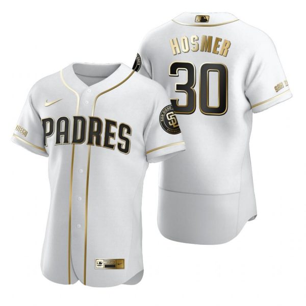 Personalized Men’s #30 Eric Hosmer San Diego Padres Flex Base Jersey White Golden