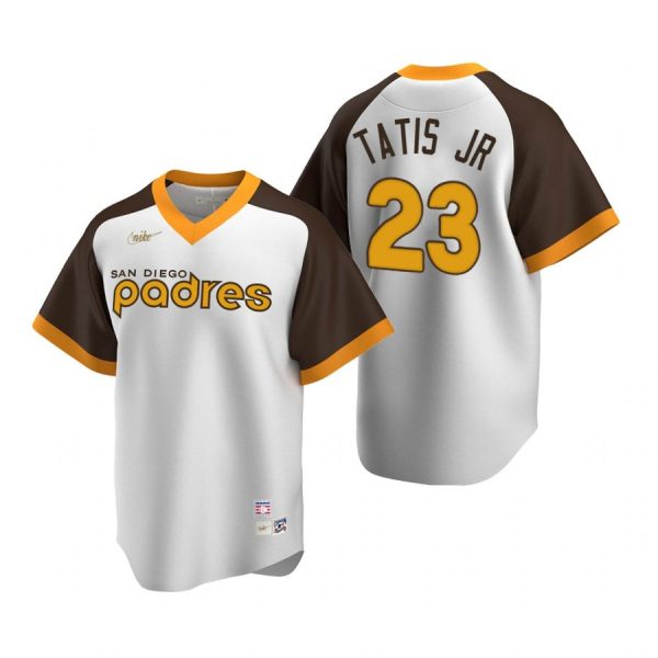 Personalized Men’s #23 Fernando Tatis Jr. San Diego Padres Cool Base Jersey White Cooperstown