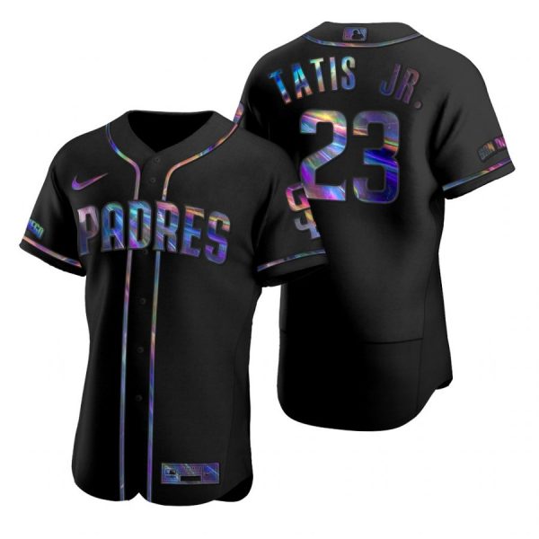 Personalized Men’s #23 Fernando Tatis Jr. San Diego Padres Flex Base Jersey Black Holographic