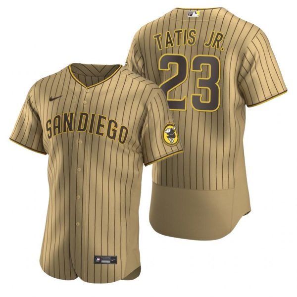 Personalized Men’s #23 Fernando Tatis Jr. San Diego Padres Flex Base Jersey Tan Brown