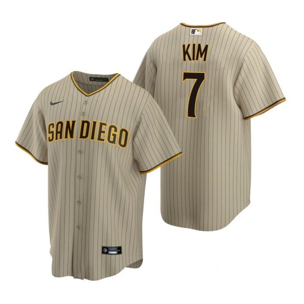 Personalized Men’s #7 Ha Seong Kim San Diego Padres Cool Base Jersey Sand Brown