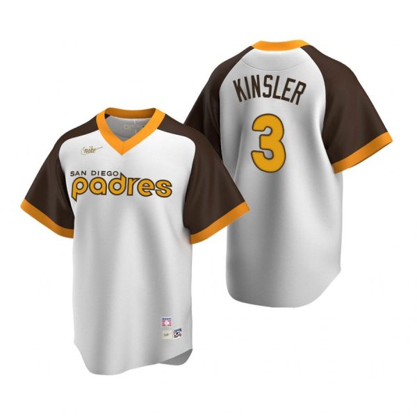 Personalized Men’s #3 Ian Kinsler San Diego Padres Cool Base Jersey White Cooperstown