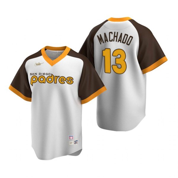 Personalized Men’s #13 Manny Machado San Diego Padres Cool Base Jersey White Cooperstown