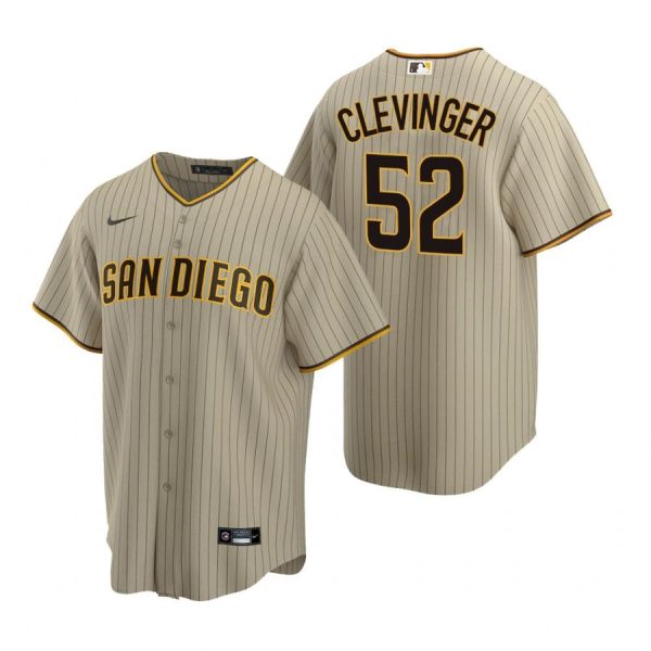 Personalized Men’s #52 Mike Clevinger San Diego Padres Cool Base Jersey Sand Brown