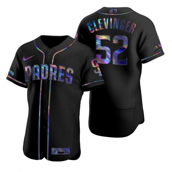 Personalized Men’s #52 Mike Clevinger San Diego Padres Flex Base Jersey Black Holographic