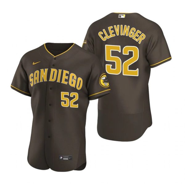 Personalized Men’s #52 Mike Clevinger San Diego Padres Flex Base Jersey Brown