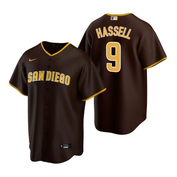 Personalized Men’s #9 Robert Hassell San Diego Padres Cool Base Jersey Brown