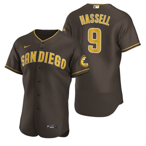 Personalized Men’s #9 Robert Hassell San Diego Padres Brown Jersey Brown