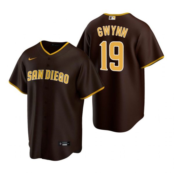 Personalized Men’s #19 Tony Gwynn San Diego Padres Cool Base Jersey Brown